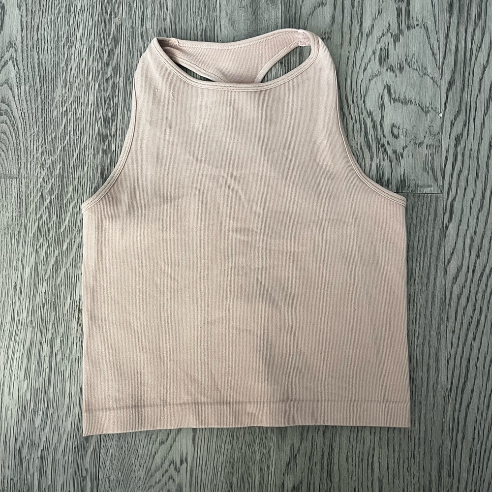 Free People Ribbed High Neck Cropped Tank Peach/Beige Size XS/S